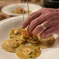 Homemade seafood ravioli