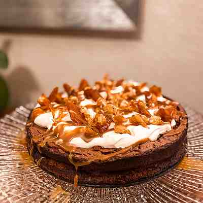 Gluten Free Chocolate Mousse Cake, Praline & Frangelico Cream
